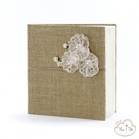 GUEST BOOK COUNTRY WITH LACE FLOWERS