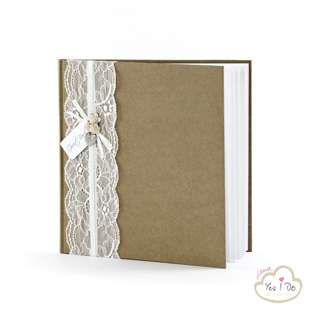 GUEST BOOK COUNTRY CHIC CON PIZZO E ROSELLINE