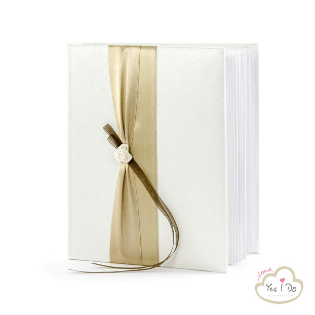 GUEST BOOK  WITH GOLD BAND AND ROSELLINE