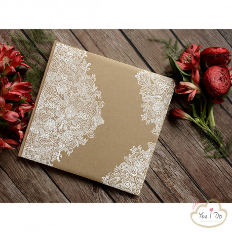 RUSTIC GUEST BOOK WITH WHITE ORNAMENTS