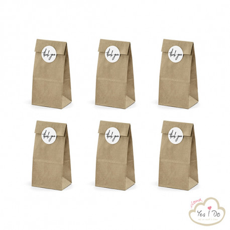 6 COUNTRY PAPER BAGS THANK YOU