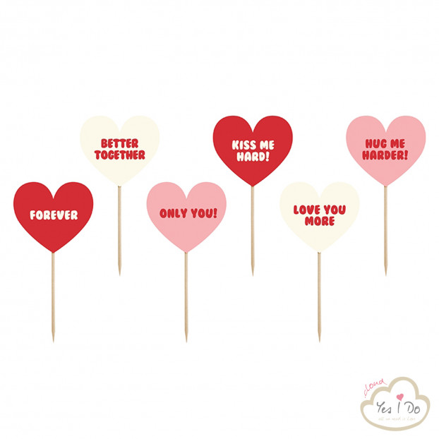 6 CUPCAKE TOPPERS SWEET LOVE