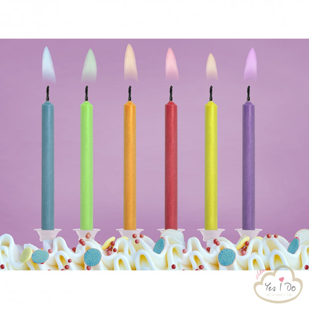 6 CANDLES WITH COLORED FLAME