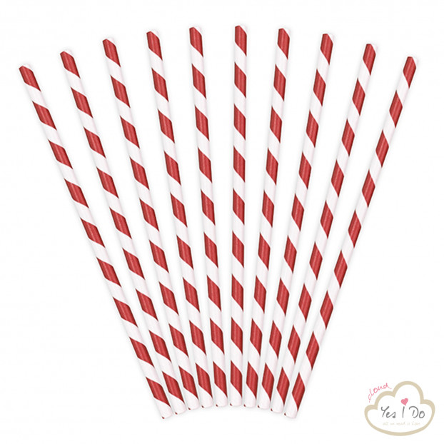 10 RED PAPER STRAWS