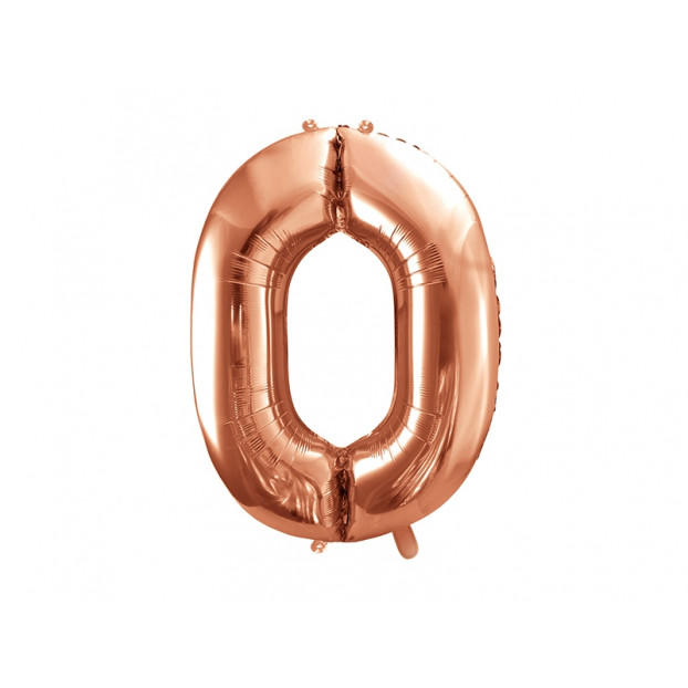 Metallic foil balloon Number "0", rose gold, 86 cm.