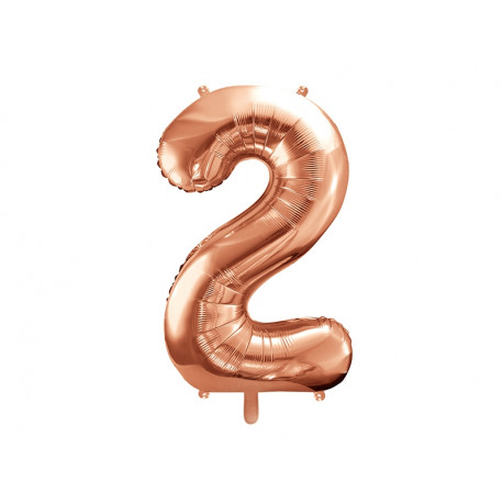 Metallic foil balloon Number "2", rose gold, 86 cm.