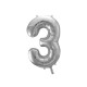 Metallic foil balloon Number "3",  silver, 86 cm.