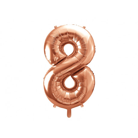 Metallic foil balloon Number "8", rose gold, 86 cm.