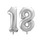 Metallic foil balloon Number "18", silver, 86 cm.