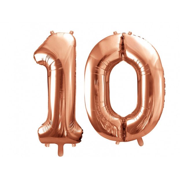 Metallic foil balloon Number "10", rose gold, 86 cm.