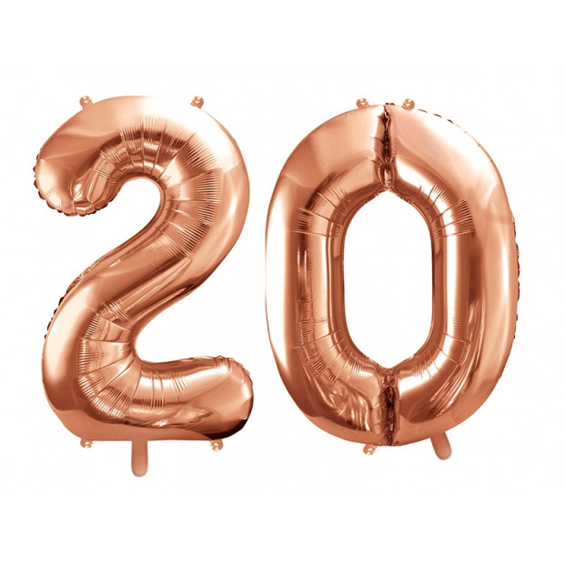 Metallic foil balloon Number "20", rose gold, 86 cm.