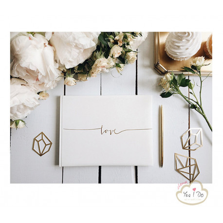 GUEST BOOK LOVE - WHITE AND GOLD