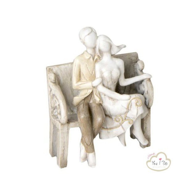 NEWLYWEDS ON THE BENCH CAKE TOPPER