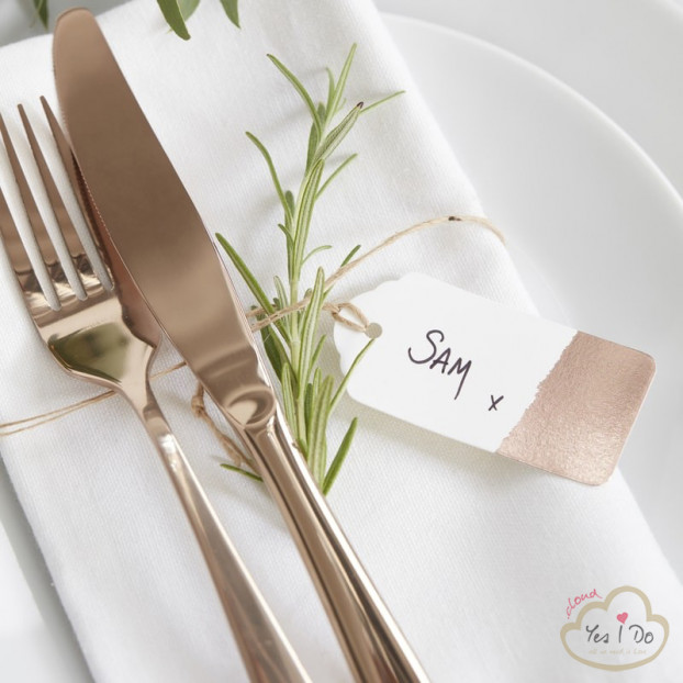 10 ROSE GOLD LUGGAGE PLACE CARD TAGS