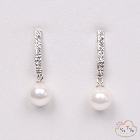 EARRINGS WITH RHINESTONES AND PEARL
