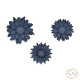 3 NAVY PAPER DECORATIONS FLOWERS